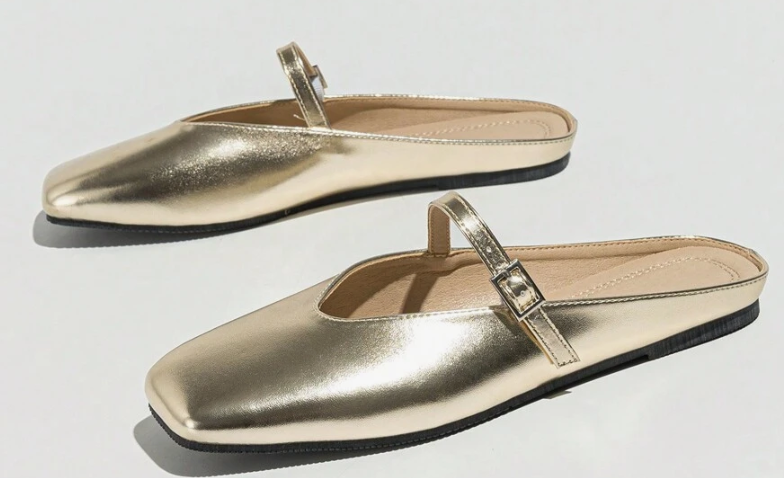 Square Toe Mule Shoes, Women's Silver-Coloured