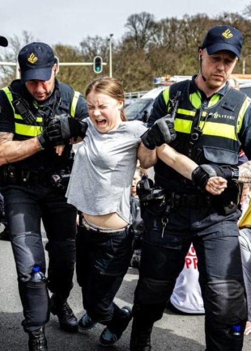 GRETA ARRESTED IN LONDON , PULSETAWK